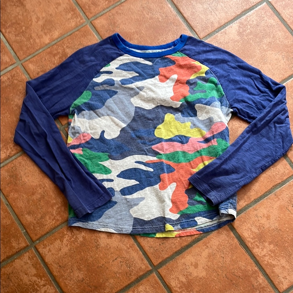 Boden Blue and Multicolor Camouflage Long Sleeve Tee